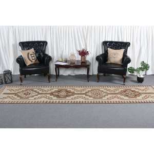 Alfombra de área Kilim turca Vintage 31X118 pies marrón Beige tejido plano lana látex respaldo Patchwork para decoraciones de sala de estar - Product Image 2