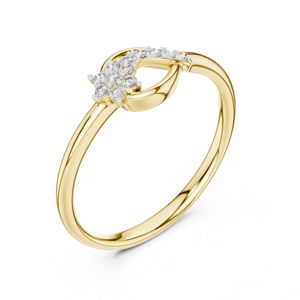 Bague en or jaune 14 carats avec diamant rond cultivé en laboratoire pour femme, 0,101 ct, certifiée IGI |   Vêtements de soirée - Product Image 2