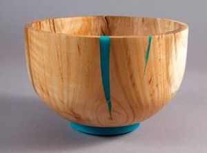 Bol en résine en bois de concepteur à la mode sculpté à la main moderne rustique décoratif table élégante maison cuisine - Product Image 6