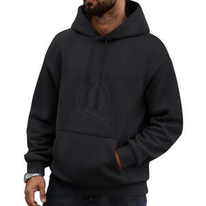 Custom <b>Black</b> <b>Hoodie</b> Men Heavyweight Oversized Drop Shoulder Sweatshirt Blank <b>Plain</b> Cotton Fleece Streetwear Pullover Wholesale - Product Image 4