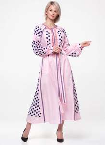 Vestido Maxi Casual Elegante de Verano 2026 con Diseño Exclusivo, Manga Larga Tipo Linterna, Cuello Redondo, Estilo Bohemio Étnico con Bordado Floral - Product Image 5