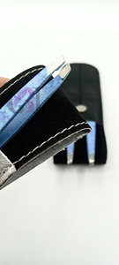 Pinzas para cejas de acero inoxidable con revestimiento de papel azul profesional Punta plateada Logotipo personalizado Instrumentos de belleza - Product Image 3