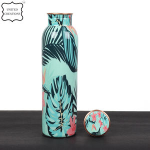 Best Selling Plain Green Printed Copper Bottle for <b>Drinking</b> and Storing Water Pure Copper Water Bottle - Product Image 4