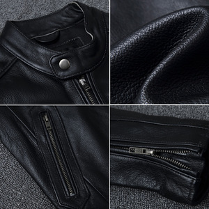 เสื้อแจ็คเก็ตหนังวัวคุณภาพสูงสำหรับผู้ชาย แจ็คเก็ตหนังแท้สำหรับขี่มอเตอร์ไซค์ ฤดูใบไม้ผลิ แจ็คเก็ตหนังแท้พร้อมซิปสำหรับผู้ชาย - Product Image 6
