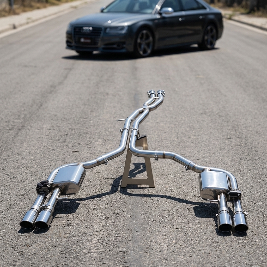 VantaFlow Mirror Polished Plated Black Tips Valvetronic Catback With Muffler for Audi S8 D4 4.0T 2013-2018