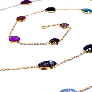 สร้อยคอโซ่พลอยทัวร์มาลีนหลากสีสำหรับเครื่องประดับอัญมณี925เงินสเตอร์ลิงทันสมัยคุณภาพต่ำ - Product Image 3