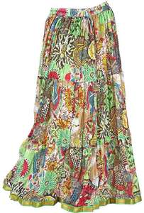 Graffiti Printed Empire Waist Vintage Knitted <b>A</b>-<b>line</b> Summer <b>Skirt</b> 50s-90s with Belt - Product Image 5
