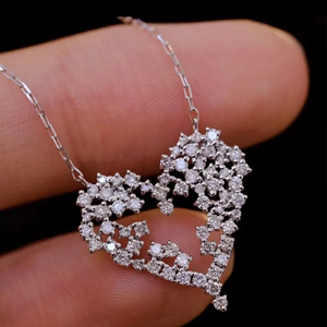 18K Or Blanc 0.70ct Diamant Naturel Pendentif en Forme de Coeur avec Chaîne Élégant Délicat Dainty Bijoux Cadeau Pierre Principale Moissanite - Product Image 4