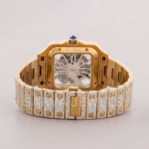 Lüks erkek otomatik Analog İzle VVS Moissanite elmas safir deri beyaz altın band-geliştirilmiş netlik Hip Hop tarzı - Product Image 2