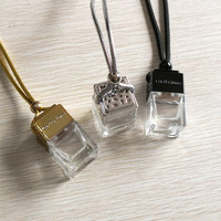 Flacon de parfum carré en bois de 8 ml avec bouchon à vis, estampage à chaud, diffuseur d'air unique pour voiture, flacon vide avec couvercle en bois coloré