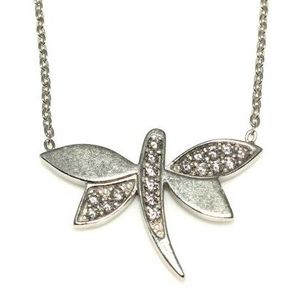 Collar de Libélula Grande de Plata de Ley 925 con Piedra Blanca para Regalo en Ocasiones Especiales - Product Image 2