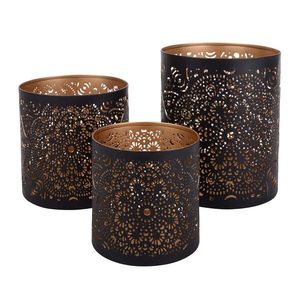 Bougeoir en métal noir et or de luxe, design arbre de Noël |   Jars à bougies décoratifs en dentelle pour la décoration de la maison, de l'hôtel et des restaurants - Product Image 4