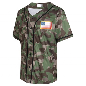 USA Taille Blanc Sublimation Baseball Uniforme Personnaliser Camouflé Imprimé Maille Respirant Broderie Boutonné Baseball Chemise - Product Image 1
