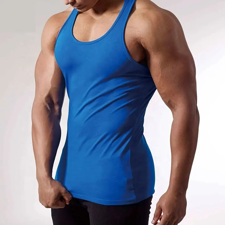 Wholesale men gym stringer vest workout tank top for unisex models gym Printing your logo custom men's gym singlet/stringer vest