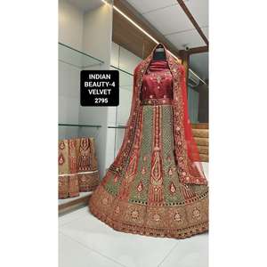 Haute qualité velours concepteur vêtements de mariage élégant mariées robe embellissements lourds séquence travail pour les mariages pakistanais indiens - Product Image 2