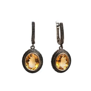 Boucles d'oreilles clous en citrine victorienne, argent sterling 925 plaqué or, bijoux faits à la main, pierre de naissance de novembre, cadeau de fête, vente en gros - Product Image 2