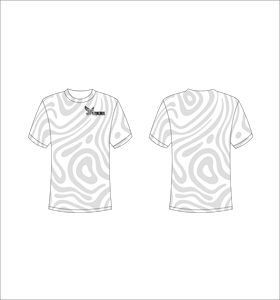 Camiseta Deportiva Ligera de Manga Corta Sublimada Personalizada con Patrón de Ondas Abstractas en Gris Claro y Blanco, Venta al Por Mayor - Product Image 1