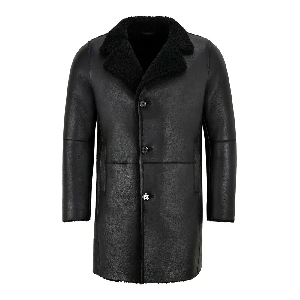 sheepskin coat men's new winter long leather coat style in real sheepskin faux fur coat