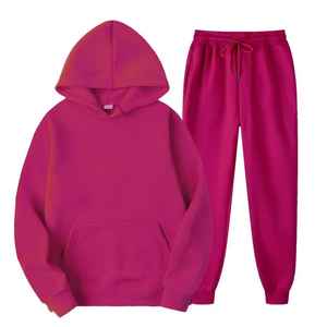 Promoción de alta calidad Unisex 2 piezas Casual sólido logotipo personalizado 345G Tallas grandes sudaderas con capucha y pantalones de chándal Conjunto de algodón apilado para hombres - Product Image 3