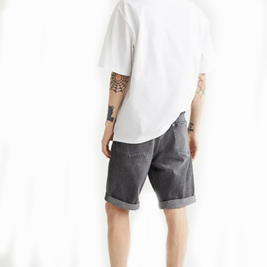 Trendy Grey Washed <b>Denim</b> Shorts for Men Ribbed Design Streetwear Jean Shorts Slim Fit Summer Casual <b>Stretch</b> <b>denim</b> shorts - Product Image 3