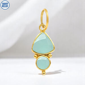 Nueva llegada de plata esterlina religiosa Aqua Calcedonia trillón de piedras preciosas fabricación de joyas encanto oferta limitada a granel al por mayor - Product Image 1