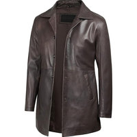 Manteaux en cuir confortables pour hommes avec manches complètes et longueur régulière Manteau en cuir de service OEM à prix raisonnable