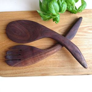 Wholesale Unique Handmade Royal <b>Salad</b> Server High Grade Wood <b>Spoons</b> & Fork for Home Kitchen Restaurants Hotel Wedding Gifts Use - Product Image 1