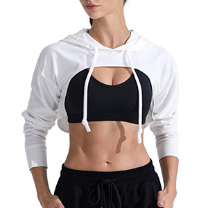 เสื้อครอปสตรีเสื้อมีฮู้ดเสื้อสวมหัวเปิดไหล่ผ้าฝ้ายมี100% สำหรับฤดูหนาวพิมพ์ลายสีพื้นทันสมัยออกแบบโลโก้ได้ตามต้องการ - Product Image 2