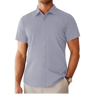 Nuevas Camisas de Vestir de Manga Larga para Hombre, Antiarrugas, Transpirables, Lisas, Ajustadas, con Bolsillos en el Pecho, de Algodón para Verano, al por Mayor - Product Image 2