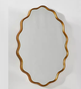 Miroir mural de luxe plaqué or de forme ovale à bordure artisanale Miroirs décoratifs à motifs uniques - Product Image 6