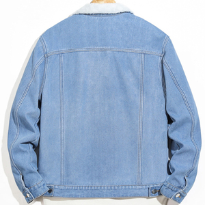 Nouveauté top ventes pour hommes manteau d'hiver doublé en peau de mouton denim et laine veste chaude vintage uni pour hommes veste en jean pour hommes - Product Image 2