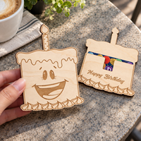 Porte-cartes d'anniversaire en bois en forme de gâteau découpé au laser, organisateur d'enveloppes à monnaie, emballage cadeau pour fête