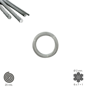 Cavo zincato 2 mm. Rotolo da 25 metri (non adatto per il sollevamento) - Product Image 1
