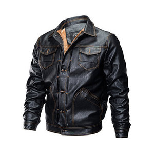 Best Quality Men's Cow Hide <b>Genuine</b> Leather Jacket with Stand Collar and Front Logo for Fall Winter High Condition New - Product Image 2
