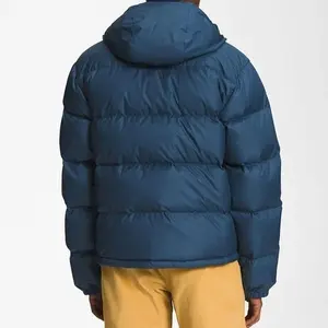 Chaqueta de burbuja de nailon alto invierno Puffer brillante capucha extraíble chaqueta de hombre acolchada larga-venta al por mayor fabricante de diseño personalizado - Product Image 5