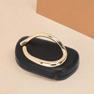 กระเป๋าถือหนัง PU ทรงสี่เหลี่ยมหรูหราพร้อมโซ่ถอดออกได้และตกแต่งโลหะกระเป๋าคลัทช์สำหรับงานราตรีมีสไตล์ - Product Image 3