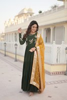 Salwar Chudidaar indien de créateur en tissu Georgette bleu et rouge, viscose et acrylique, brodé or, longueur ras du sol, avec étole, pour mariages