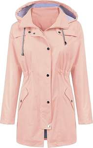 Trenchs à capuche longs imperméables pour femmes Veste de voyage coupe-vent pour toutes les saisons. - Product Image 2