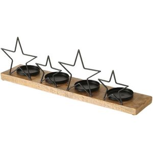 Sapin de Noël en métal, fer et bois avec socle en bois de couleur noire, paire de sapin de Noël avec socle en bois pour la maison et la décoration de table - Product Image 4