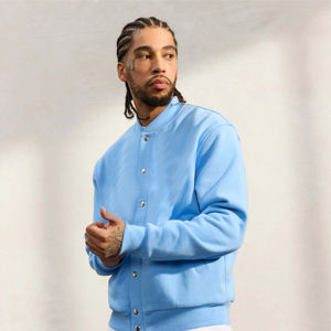 Nueva moda para hombre College Letterman Varsity chaquetas diseño personalizado Softshell lana PU Material Stand Collar lona para ropa informal - Product Image 2