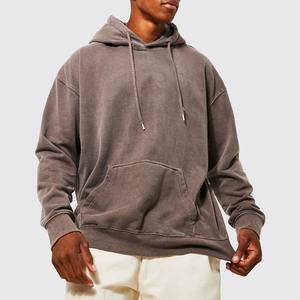 Vente chaude 100% coton sweat à capuche lourd de haute qualité logo personnalisé cordon lavage à l'acide sweat à capuche pour homme - Product Image 4
