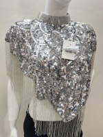 Écharpe, Stole, Poncho pour Femme, Sexy, Luxe, Broderie Artisanale, Perles, Paillettes, Style Hip Hop, Taille Personnalisée, Couleur Personnalisée, IMPACT, Quatre Saisons