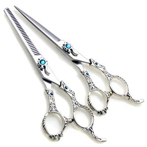 KOUNAIN 7,0 \ ", juego de tijeras para adelgazar el cabello con mango de dragón, de calidad de acero inoxidable Superior maquinilla de afeitar, tijeras de belleza afiladas para Blunt - Product Image 1