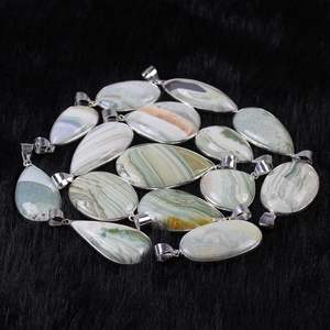 สร้อยคอโมราอัญมณีทรงหลังเบี้ยลายแถบจี้ชุบเงินจี้คอลเลกชั่นเครื่องประดับสร้อยคอผู้หญิง - Product Image 2