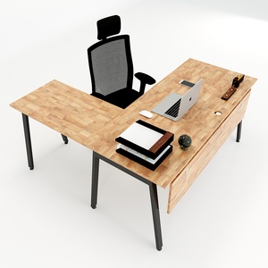 SFAT003-Aton Bureau d'angle en forme de 'L' en bois et en fer au design minimaliste - Product Image 5