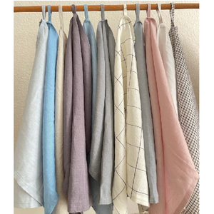 Tela escocesa de lino natural búfalo azul-gris azul marino-negro a cuadros transpirable antiestático respetuoso con el medio ambiente Algodón puro toalla de cocina - Product Image 4