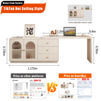 Nouvelle coiffeuse en bois tendance TikTok pour chambre moderne, supporte l'expédition DDP