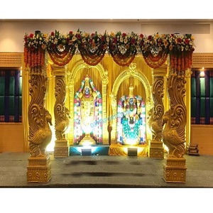 Mandap Tradicional Hindú Venkateshwar para Bodas, Estilo del Sur de la India, Mandap para Bodas Bala Ji, Pilar Decorativo de Madera con Diseño de Pavo Real - Product Image 1