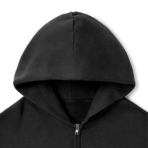 Noir Classique Pull Hoodies 100% Coton Zipper Hoodie Hommes Noir Casual Survêtement Hoodies - Product Image 3