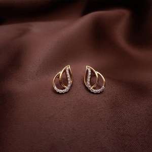 Pendientes de Botón con Diseño de Lágrima Curva, Nuevos y Elegantes, en Oro Amarillo Puro de 18K o Plata, con Diamantes Cultivados en Laboratorio para Mujer - Product Image 6